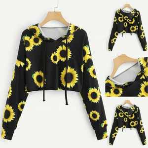 Sudadera con Capucha para Mujer, con Estampado Frontal, de Forro Polar, para Gimnasio, Ejercicio, Fitness, Top Corto, 100% Algodón - Product Image 5