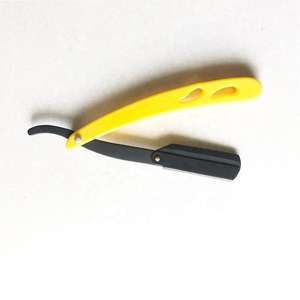 Rasoir de barbier en acier inoxydable à lame unique en gros avec manche en plastique Outil de rasage manuel confortable Couleur jaune - Product Image 3