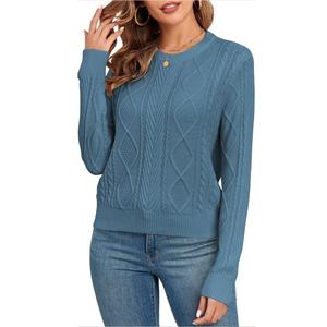 Femmes 100% acrylique col rond pull nouvelle mode décontracté hiver pull doux tricot personnalisé haute qualité Anti-boulochage respirant - Product Image 1