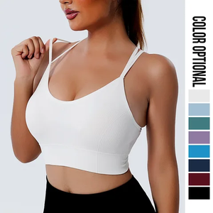 Vente en gros Logo personnalisé Soutien-gorge de yoga antichoc pour femmes Entraînement actif Dos de course réglable Soutien-gorge de sport Dos nageur haut - Product Image 1