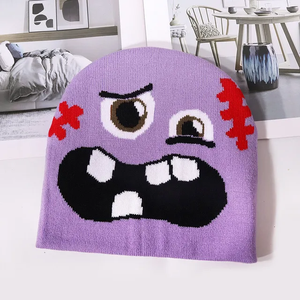 Fabricantes de gorros de moda para mujer, gótico Jacquard con estampado completo, sin puños, gorro de invierno sin puños, gorro de punto con logotipo - Product Image 6