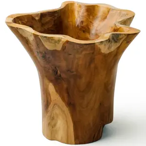 Vase en bois sculptural, design organique de forme libre, artisanal, grain de bois naturel, décoration artistique pour la maison, pièce maîtresse, rustique moderne - Product Image 5