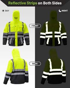 Veste haute visibilité pour hommes, imperméable de sécurité imperméable avec doublure thermique amovible, équipement de pluie haute visibilité - Product Image 5