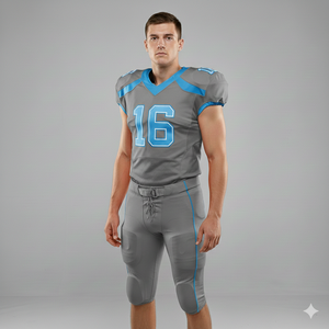 ชุดยูนิฟอร์มอเมริกันฟุตบอลแบบขายส่ง ระบายอากาศได้ดี ผลิตจากโพลีเอสเตอร์ 100% พร้อมบริการสกรีนลายแบบซับลิเมชั่นและปัก  ชุดเสื้อและกางเกงแขนสั้นสำหรับทีม - Product Image 4