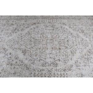 Vintage Rug, Large 5.6x8.4 ft Turkish Rug, <b>Brown</b> White Abstract <b>Wool</b> Rug - Product Image 5