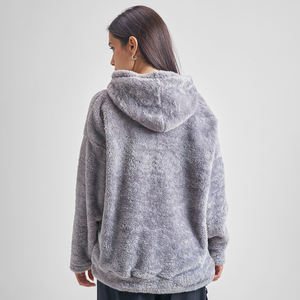 Fit2Fight Factory Fast Ship <b>Fur</b> Fabric <b>Hoodie</b> Women's Hoodies In Grey Color Sweatshirts Sample Available Festival Gifts - Product Image 2