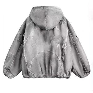 Fabricant Sweat à capuche zippé épais de haute qualité pour l'hiver 100% coton Sweat à capuche vintage délavé à l'acide pour hommes Design personnalisé - Product Image 3