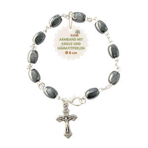 Bracelet avec perles ovales en hématite – Fait main à Bethléem - Product Image 1