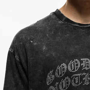 Vente chaude T-shirt lavé à l'acide pour hommes respirant Street Wear 100% coton tricoté tissu léger - Product Image 2