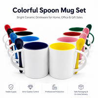 Transfert de chaleur imprimable 11oz personnalisé enduit blanc tasses en céramique tasse de sublimation avec cuillère