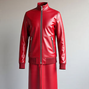 แจ็กเก็ตหนังแฟชั่นสำหรับผู้ชายแจ็กเก็ตหนังพียูคอตั้งมีซิปหลายกระเป๋า - Product Image 4