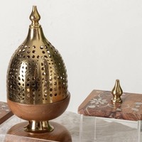 Brûleur à encens en bois MOP arabe le plus vendu, avec dôme doré gravé et plateau en acrylique, base en fer, cadeau Ramadan Aïd pour le Moyen-Orient