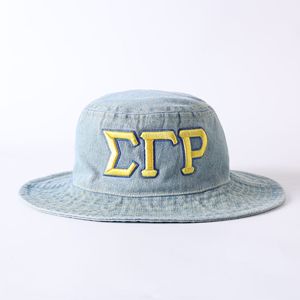 Sigma Gamma Rho Denim Casual Travel Bucket Hat con bordado 3D Unisex para adultos - Product Image 1