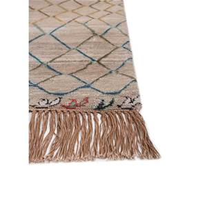 Manchaha Beige & <b>Brown</b> Hand Knotted <b>Wool</b> & Bamboo Silk Rugs Geometric Striped Rectangle for Home Hallway Bedroom-Model Les-2427 - Product Image 4