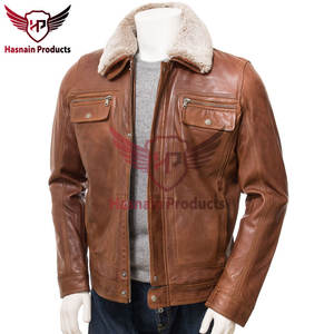 เสื้อแจ็กเก็ตหนังสีน้ำตาลคุณภาพระดับพรีเมียมของผู้ชายเสื้อแจ็กเก็ตสตรีทสตรีทฤดูหนาวคุณภาพสูงแบบกำหนดเองได้ทำด้วยมือสำหรับแฟชั่น - Product Image 2