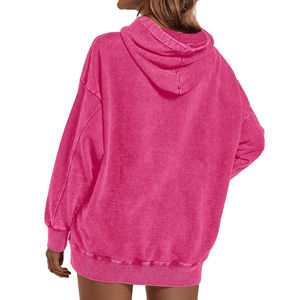 2024 nueva llegada Jersey lavado con ácido para mujer Sudadera con capucha transpirable sostenible logotipo personalizado invierno servicio OEM para otoño - Product Image 5