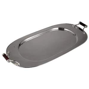 ถาดเสิร์ฟอาหารสแตนเลสพร้อมที่จับเชือกถาดเสิร์ฟขนมสีเงินคุณภาพดี - Product Image 3