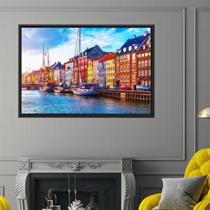 ของตกแต่งผ้าใบลายวิวทิวทัศน์เดนมาร์กอันงดงาม - งานศิลปะพิมพ์ลายโคเปนเฮเกน,1P:กรอบสีดำ - Product Image 1