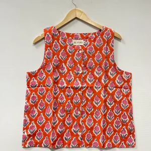 Chemise courte à fleurs imprimée, style japonais, 100% coton, écologique, faite à la main, avec logo sur le devant, boutonnée, col en V, pour femmes - Product Image 1