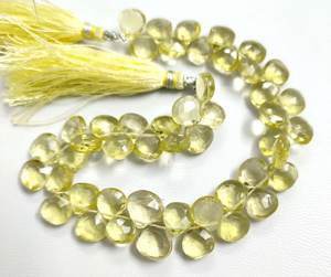 Quartz citron naturel à facettes en forme de coeur perles 8.5-10mm 8.5 "brin haut de gamme 120 carats pierres précieuses en vrac pour la fabrication de bijoux à bricoler soi-même - Product Image 6