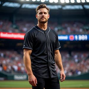 Uniforme de baseball personnalisé léger et confortable maillot boutonné à manches courtes 100% polyester respirant col montant à séchage rapide - Product Image 5