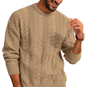 Suéter Casual de Hombre Tejido a Crochet con Logotipo Personalizado Bordado, Diseño Impreso OEM, Corte Holgado, Talla Grande, Anti-Pilling, Sudadera de Invierno - Product Image 3