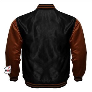 2023 Veste de baseball universitaire en satin sur mesure col montant saison d'hiver en gros; Impression par sublimation et broderie - Product Image 6