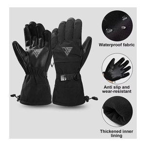 Guante de nieve de invierno para hombre al por mayor, hecho de tela impermeable laminada de poliuretano/cuero genuino, forro interior polar - Product Image 3