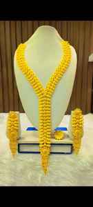 Conjunto de collar de joyería de moda de Dubái chapado en oro de 24K, pendientes, brazaletes, peines, broches, Material de cobre para Bulgaria - Product Image 6