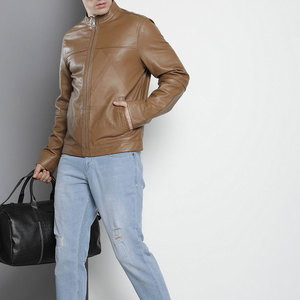 2025 nueva chaqueta de cuero de piel de vaca a la moda ropa de invierno con cuello de pie chaqueta de cuero MOQ bajo aviador B3 Bomber - Product Image 3