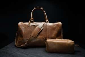 Sac de voyage en cuir véritable tendance personnalisé bagage à main imperméable pour femmes/hommes LTB-0051 polochon avec fermeture à glissière - Product Image 4