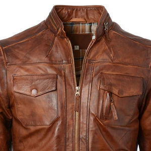 Veste en cuir de vache d'hiver de haute qualité pour homme OEM, col montant personnalisé, coupe-vent élégant, tissu de rue, prix compétitif - Product Image 4