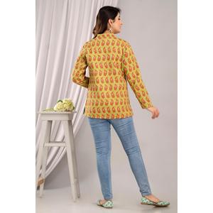 Women's Lightweight Cotton <b>Quilted</b> Green <b>Jacket</b> Printed Design-SHKL1026 - Product Image 2