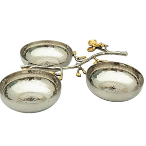 Bol de service de collations d'orchidée noire de la meilleure qualité élégant plat de service de fête de serveur décoratif en acier inoxydable à un prix raisonnable - Product Image 5