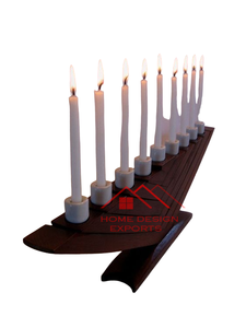 Latest Design <b>Wooden</b> Base and 9 Candle Metal Candle <b>Holder</b> for Christmas Party Wedding Decor Table Centerpiese at Wholesale Pri - Product Image 2