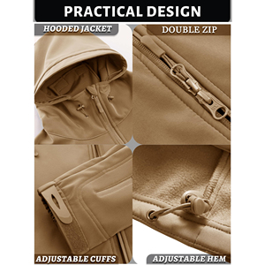 Veste de randonnée légère pour homme, manteau d'hiver entièrement imperméable avec fermeture éclair, couleurs contrastées, vestes d'extérieur imperméables à coque dure - Product Image 5