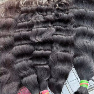 Cheveux humains vierges indiens naturels ondulés Remy de 24 pouces, extensions de qualité supérieure, double trame, noir naturel, simple - Product Image 1