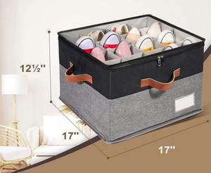 Organisateur de chaussures suspendu moderne en tissu de haute qualité, durable, facile à nettoyer, pliable, avec couvercle transparent et 4 poignées - Product Image 2