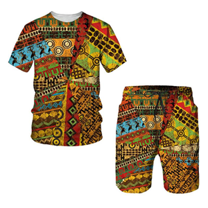 African Print Men's Short <b>Set</b> Solid Pattern Dashiki Tracksuit/Tops/Shorts for Sport and Leisure Summer Male Suit Latest Design - Product Image 6