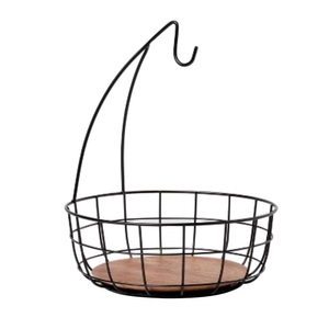 Acabado recubierto de polvo negro, cesta de fruta profunda de Metal de alambre respetuoso con el medio ambiente, cesta de almacenamiento decorativa curvada a mano - Product Image 6