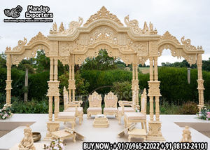 Mariage extérieur aspect bois fibre Mayur Mandap jardin thème indien mariage Mandap superbe gujarati mariage décor fibre Mandap - Product Image 2