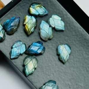 Cuentas Sueltas de Labradorita Azul Fuego en Forma de Hoja para Joyería - Product Image 4