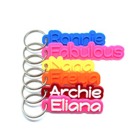 Gepersonaliseerde promotionele gepersonaliseerde milieuvriendelijke duurzame zachte rubberen logo 2D panda hond fruit rechthoekige sleutelhanger cadeau