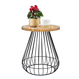 Wholesale Price Nordic Luxury Industrial Top Wood with Metal Frame <b>Black</b> Custom Color Side <b>Tables</b> <b>Round</b> Center <b>Coffee</b> <b>Table</b> - Product Image 4