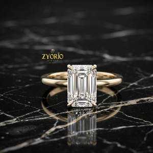 Bague de fiançailles solitaire en or 14 carats avec moissanite taille émeraude, élégante bague de mariée pour femme - Product Image 2
