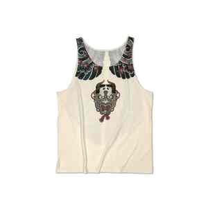 Trendy <b>Men's</b> Tank Top <b>Vest</b> Double-Sided Printing <b>White</b> Loose Summer with Personalized Sleeves Plus Size - Product Image 3