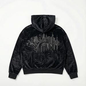 Sudadera con Capucha Unisex de Terciopelo Negra |   Suéter de Invierno de Felpa Suave y Ajuste Regular |   Diseño de Bolsillo Transpirable |   Personalizado - Product Image 2