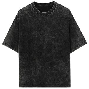 Camisetas de Hombre 100% Algodón Tejido, Lavado Ácido, Lavado a la Piedra, Oversize, Desgastadas, de Alto Gramaje, Estilo Vintage Personalizado - Product Image 1