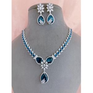 Collier fantaisie en diamant CZ Zircon avec boucles d'oreilles ensemble de bijoux aspect diamant américain pour cadeau de mariage fête élégante pour les femmes - Product Image 1