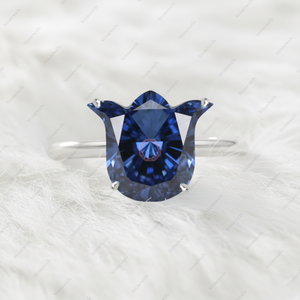 Anillo de Compromiso Solitario de Moda con Diamante Cultivado en Laboratorio con Corte Tulipán Azul Fantasía, Certificado GIA IGI, Oro Fino 925, Chapado en Oro de 18k, Regalo - Product Image 2